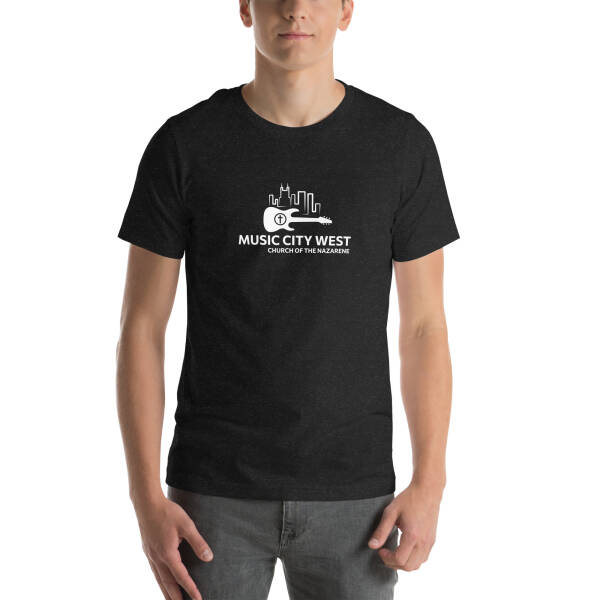 Music City West Church Unisex T-shirt (Dark Colors with White Logo) - Image 2