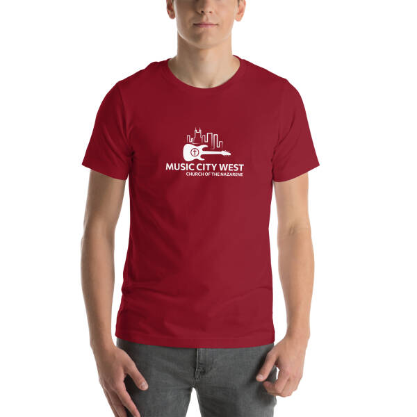 Music City West Church Unisex T-shirt (Dark Colors with White Logo) - Image 3
