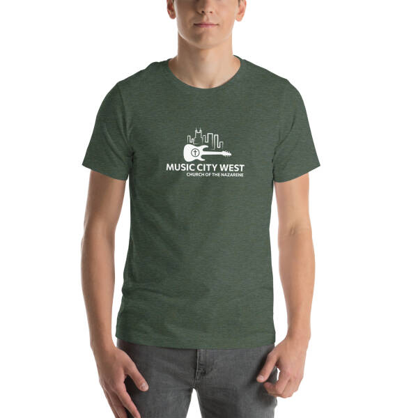 Music City West Church Unisex T-shirt (Dark Colors with White Logo) - Image 5